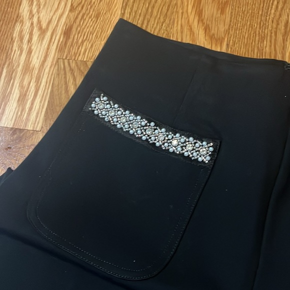 Anthropologie The Colette Cropped Wide-Leg Pants Rhinestone Pocket Ed 29 NWT - Picture 6 of 15